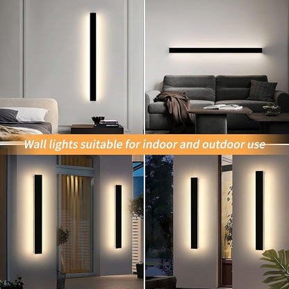 Mikeru 2 Pack 39.3inch Modern Outdoor Wall Sconce, 3000K/4500K/6000K 3 Color Temperature LED Exterior Light Fixtures, Modern Long Porch Lights Wall Sconce for Garage, Doorway, Porch, Patio