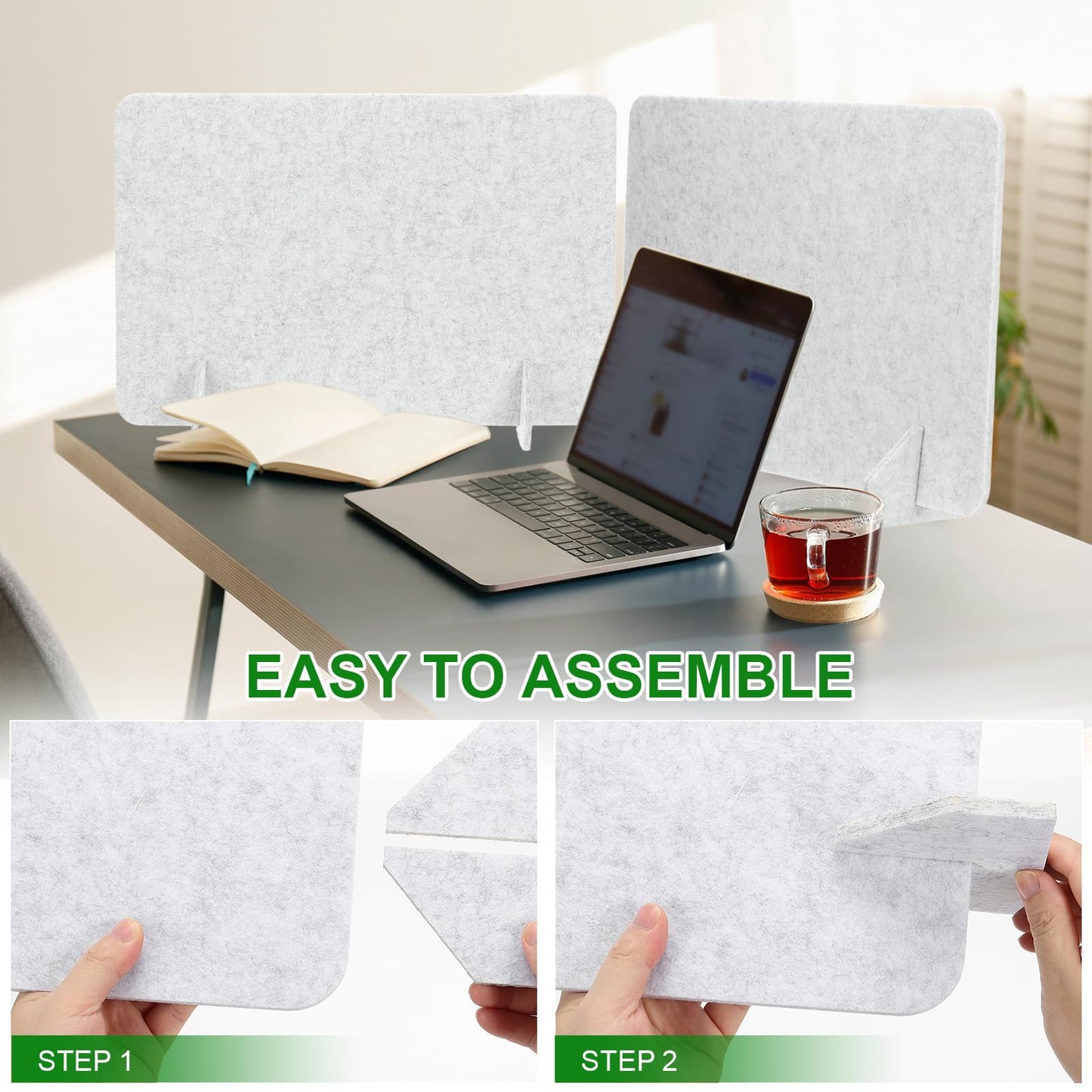 PATIKIL Desk Dividers 24" x 16", 1 Pack Desk Privacy Panel Freestanding Noise Reducing Partition Acoustic Panel with 2Pcs Support Feet for Testing Office Home Library, Pure White Style A