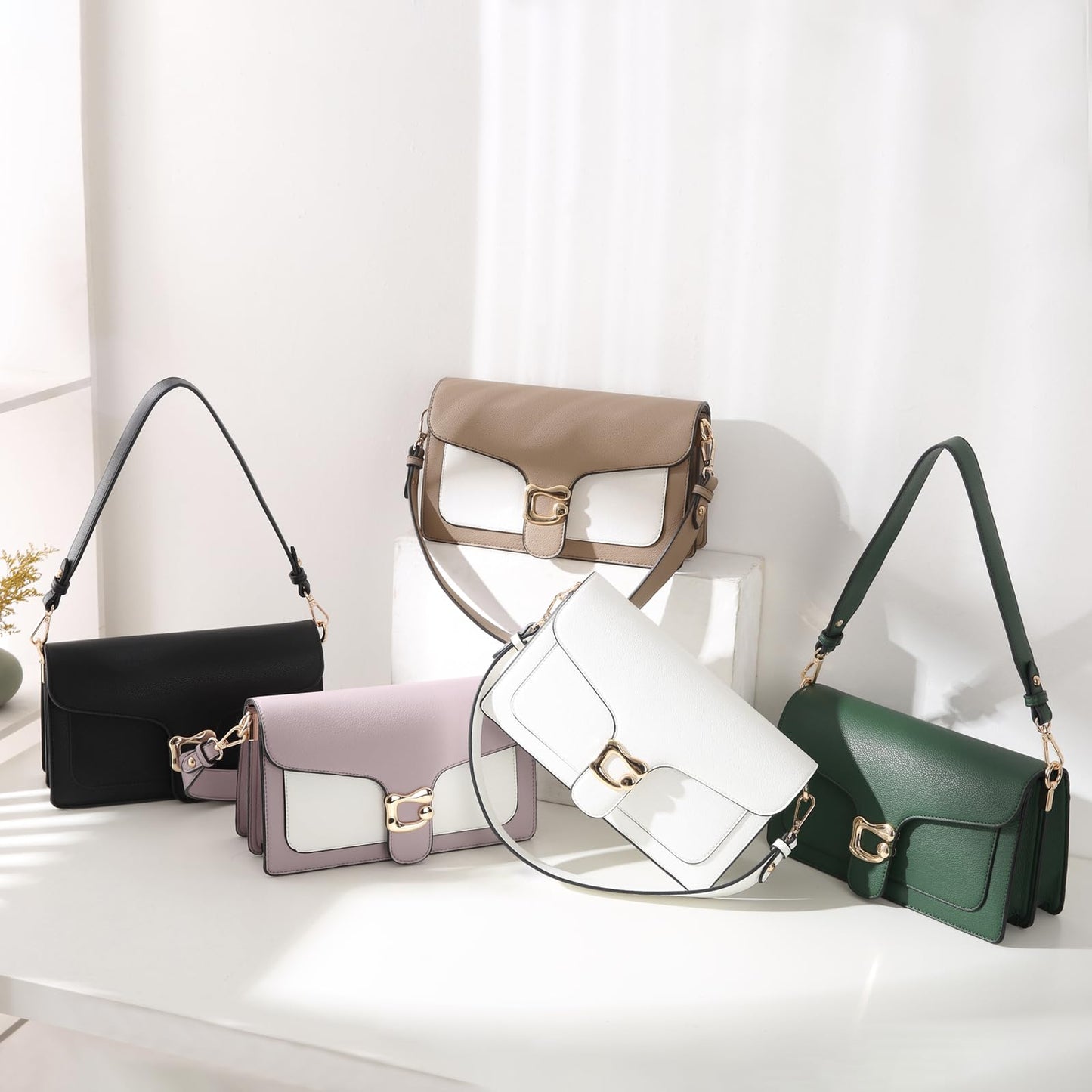 Travistar Small Crossbody Bags for Women - Leather Trendy Cross Body Purse Black Shoulder Bag Elegant Satchel Handbags Designer Evening Clutch Purses with 2 Straps Clutch Purses with 2 Straps