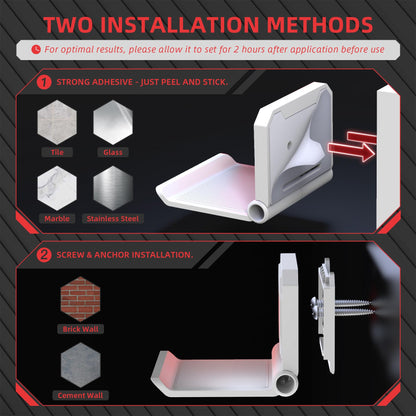 PlayVital FOLD Controller Holder Wall for PS5 PS4 Xbox Switch Pro Headset, 2 Pack Universal Storage Organizer Gaming Controller Stand Headphone Mount - Foldable Anti-Slip Adhesive Removable, White
