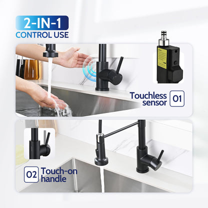 Kitchen Faucet with Pull Down Sprayer, High Arc Single Handle Stainless Steel Kitchen Sink Faucet with Sprayer for Rv Camper, Matte Black