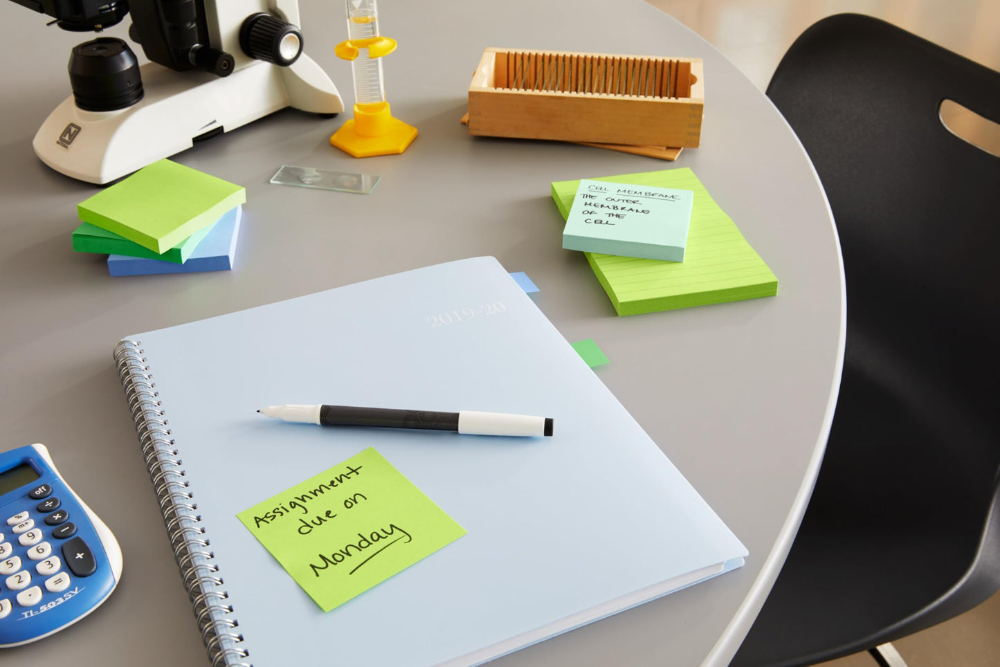 Post-it Note and Flag Dispenser, Sticky Note Holder, Black Base with Clear Top, Includes 1 Sticky Note Pad and 2 Pads of Flags, Classroom or Office Supplies