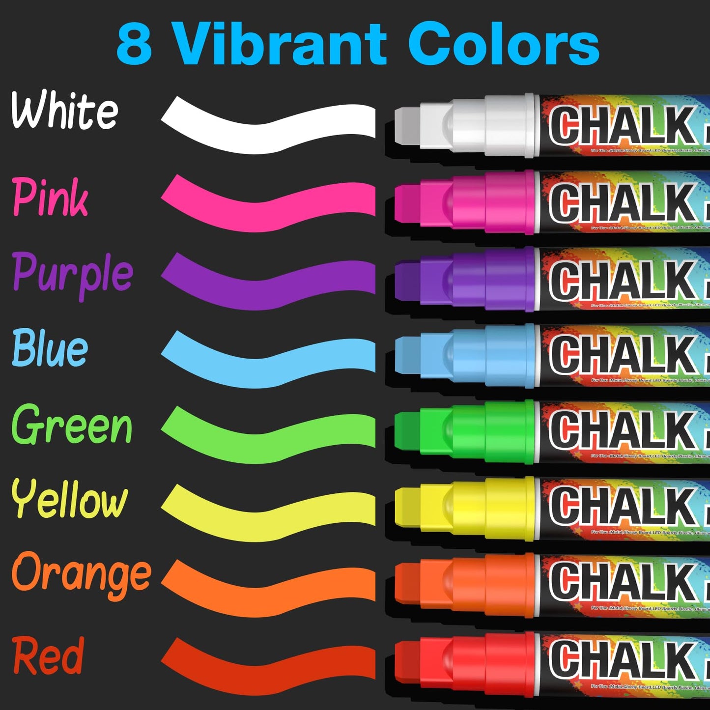 KERIFI Window Markers for Cars Washable, 10mm Jumbo Liquid Chalk Pens for Art Wedding Signs, Just Married Car Decorations, Back to School Graduation Celebration, Glass Mirror Bistro Blackboard Poster