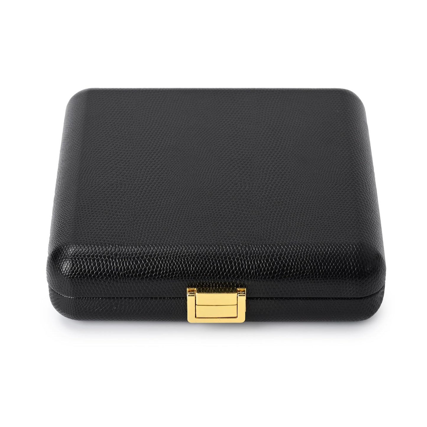 Oirlv Black Leather Jewelry Set Box with Gold Clasp, Luxury Velvet Lined Organizer for Rings, Necklaces & Earrings