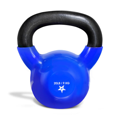 Yes4All Kettlebell, 5-100 LB Vinyl Coated Cast Iron Strength Training Kettlebells for Home Gym Exercises, Fitness, Full Body Workout Equipment, Push Ups, and Grip Strength