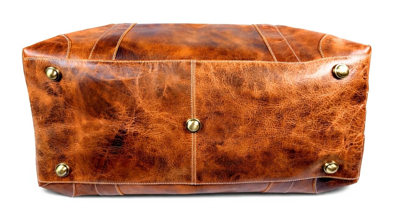 DEBKIN JOURNEY 22 Inch Top Grain Buffalo Leather Duffle Bag for Men & Women - Weekender Sports Travel Shoulder Bags, Aeroplane Hand Luggage Men Duffle Bag