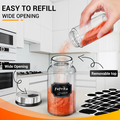 Segarty Spice Jars, 6 Pack 3 oz Spice Bottles with Shaker Lids, Glass Empty Storage Containers with Adjustable Stainless Steel Flow Top for Your Regularly Used Spices