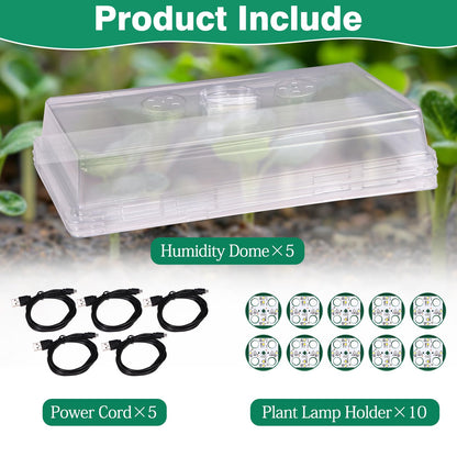Niuyhe 5 Pack Humidity Dome for 1020 Tray with Grow Light, 21.25"×11.02" Propagation Seed Cloning Lid Adjustable Vented for 10 X 20 Inch Plant Seed Starter Pots