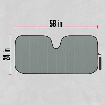 Motor Trend Gray Accordion Folding Car Windshield Sun Shade - Blackout Sun Visor for Car Windshield - Foldable Jumbo Sunshade and Front Window Truck Sun Screen for UV Sun Protection - 66 x 27