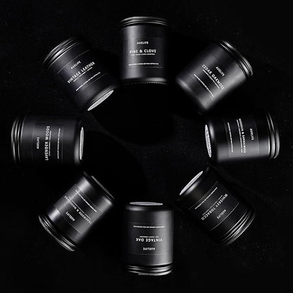 Rum & Oak Candle | Candles for Men, Gifts for Men - Masculine Scent - Soy Candles for Home Scented - Scented Candle for Home, Aromatherapy Candle for Bedroom - 7oz Black Jar