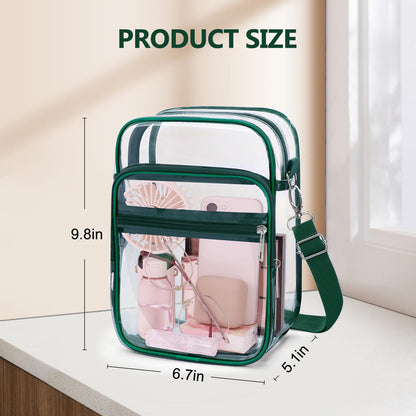 Blvornl Clear Crossbody Bag with Adjustable Shoulder Strap, Stadium Approved PVC Purse Bag, Messenger Bag