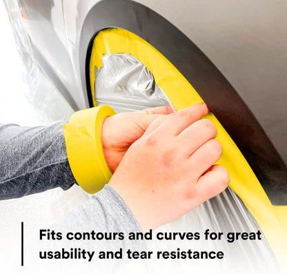 3M Automotive Refinish Masking Tape, 06656, 48 mm x 55 m, 6 Rolls – High-Performance Yellow Crepe Paper Tape for Precise Auto Painting and Detailing
