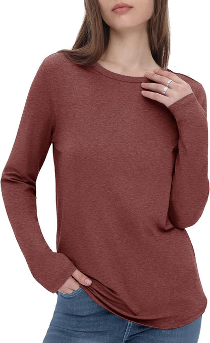 GAYHAY Long Sleeve Shirts for Women - Fall Winter Clothes Crew Neck Casual Tops Loose Fit Tees Fashion Outfits 2025