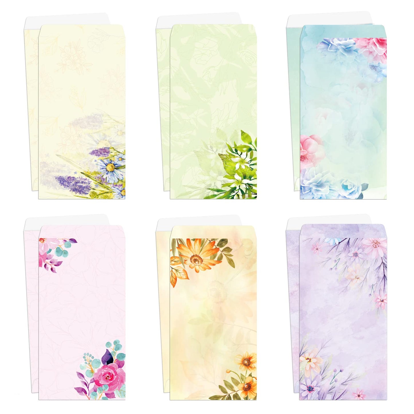 Stationary Writing Paper with Envelopes - Flora Stationery Set with Lined Letter Writing Paper, 48 Sheets + 24 Envelopes, 8.5 x 11 Inch of Each Stationary Paper