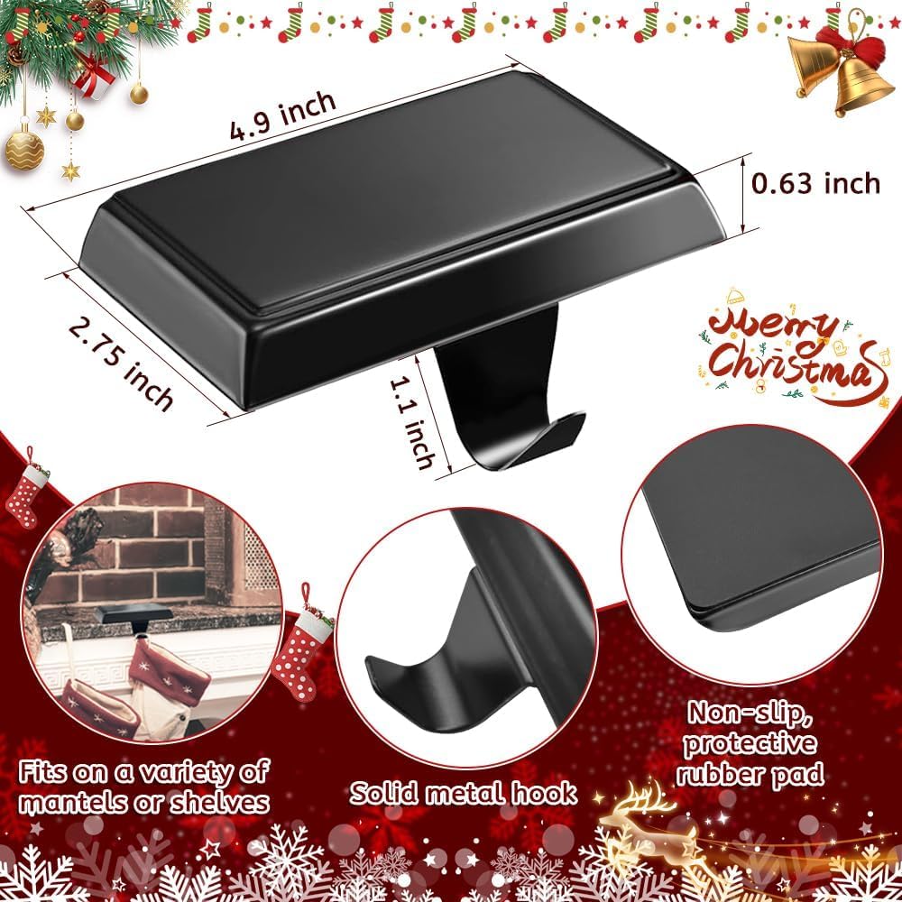 YUANQIAN Christmas Stocking Holders for Mantle Weighted Stocking Holder Fireplace Stocking Hangers for Xmas Holiday Party Decoration (4)