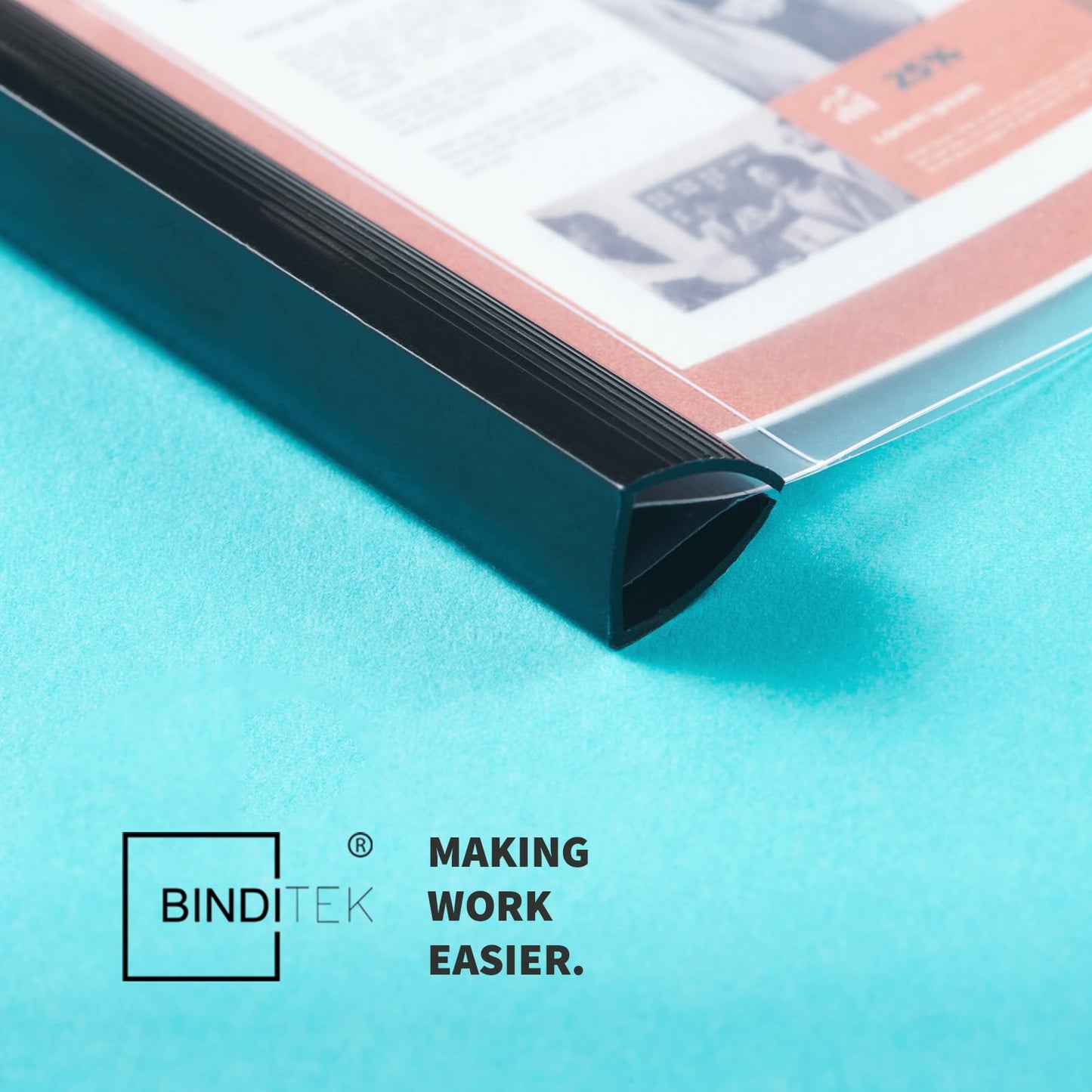 Binditek 12 Pack Heavyduty Clear Report Covers with Sliding Bars, 110 Sheet Capacity, 15mm Sliding Bar File Folder, Letter Size, 8 Mil Thick, Black, for Students and Coworkers
