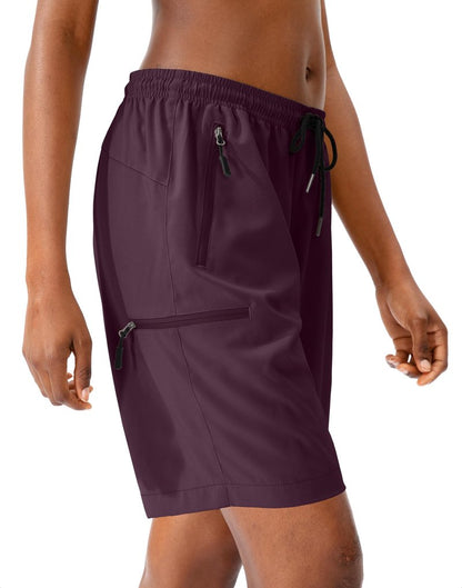 SANTINY Women's 5''/ 7''/9'' Hiking Cargo Shorts Quick Dry Lightweight Summer Shorts for Women Athletic Zipper Pockets(Dusty Purple_3XL)