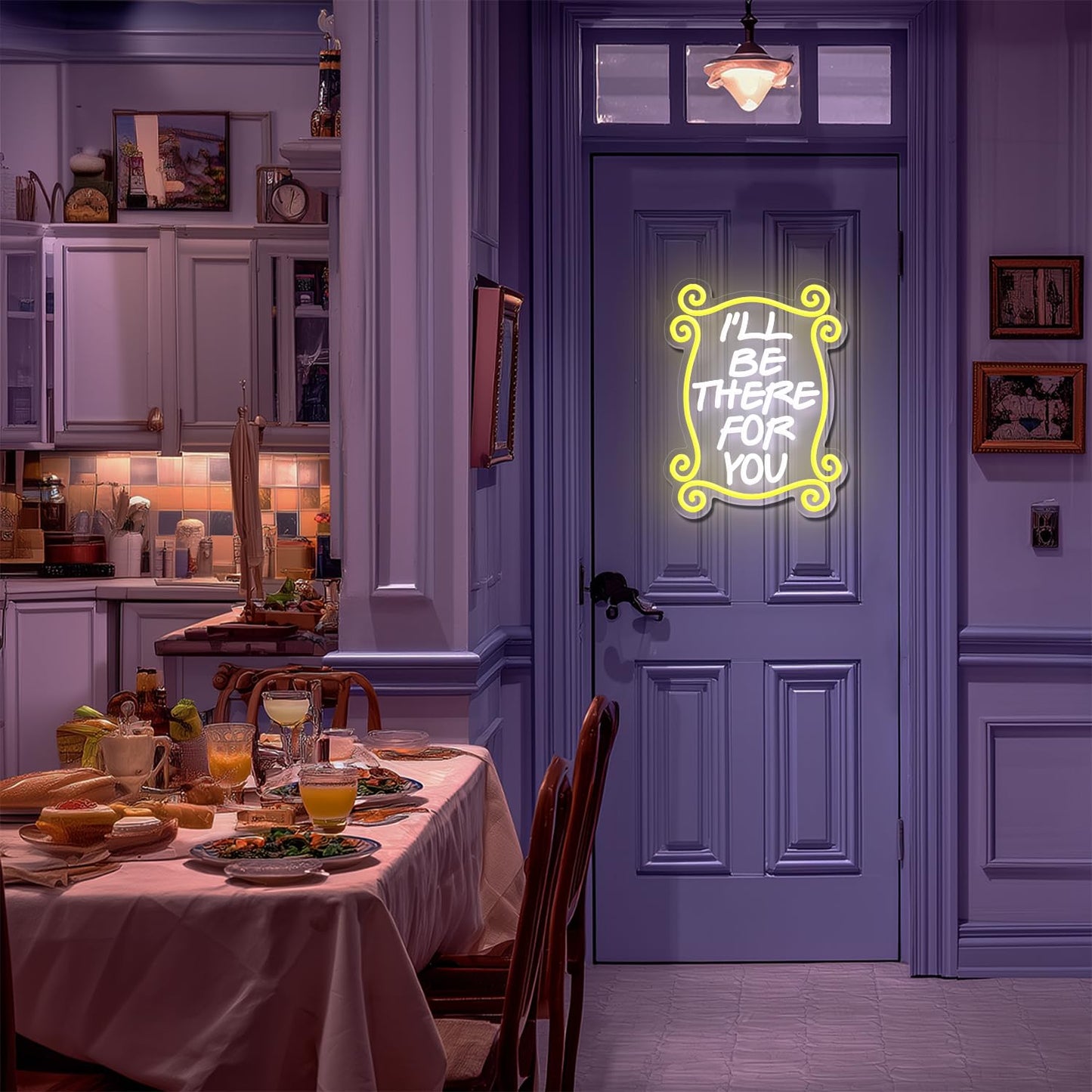 Friends TV Show Monica’s Door I’ll Be There for You Dimmable Neon Sign, Friends Home Decor Wall Art, Friends Gifts for Fans, Friends Themed Birthday Party Decorations, Friends Merch for Bedroom & Living Room