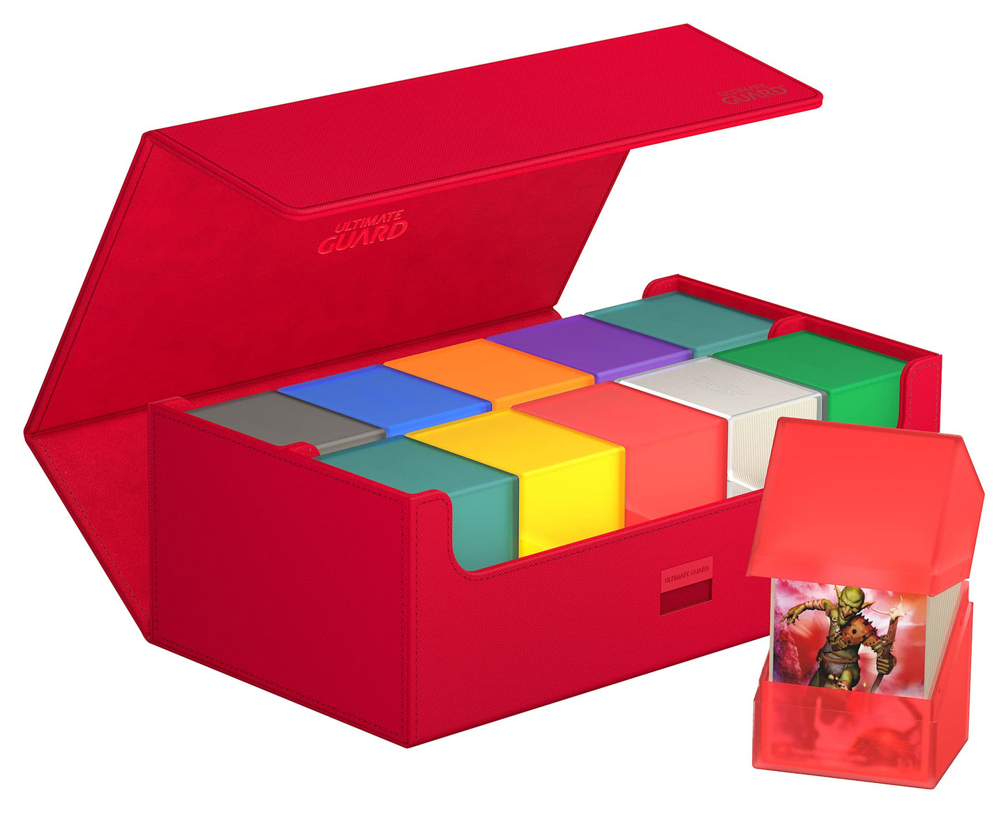 Ultimate Guard Arkhive 800+, Deck Case for 800 Double-Sleeved TCG Cards, Red, Compatible with Boulders, Magnetic Closure & Microfiber Inner Lining