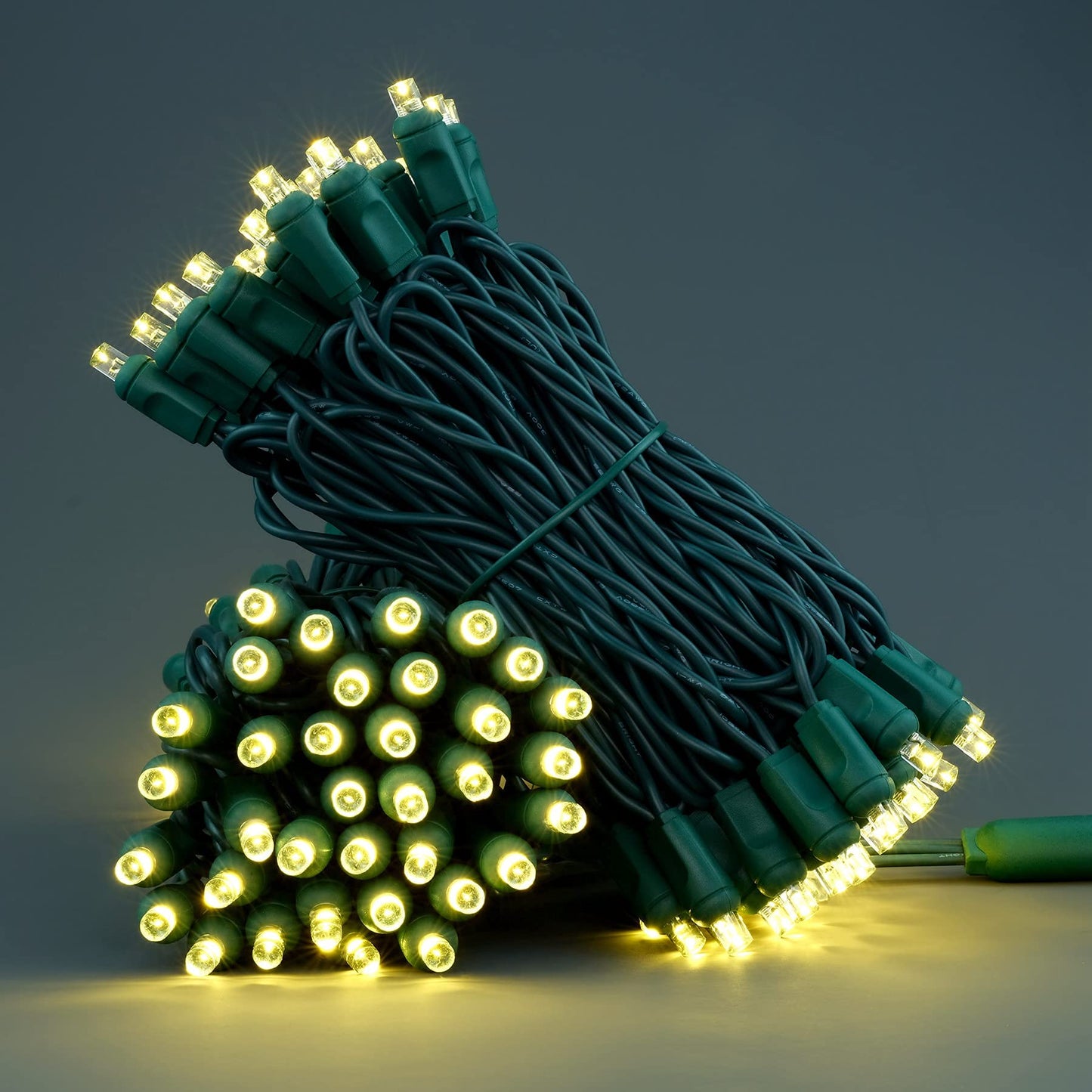 YULETIME 140 Warm White Christmas Lights, 2-Set 24 ft 70 One-Piece 5mm LED