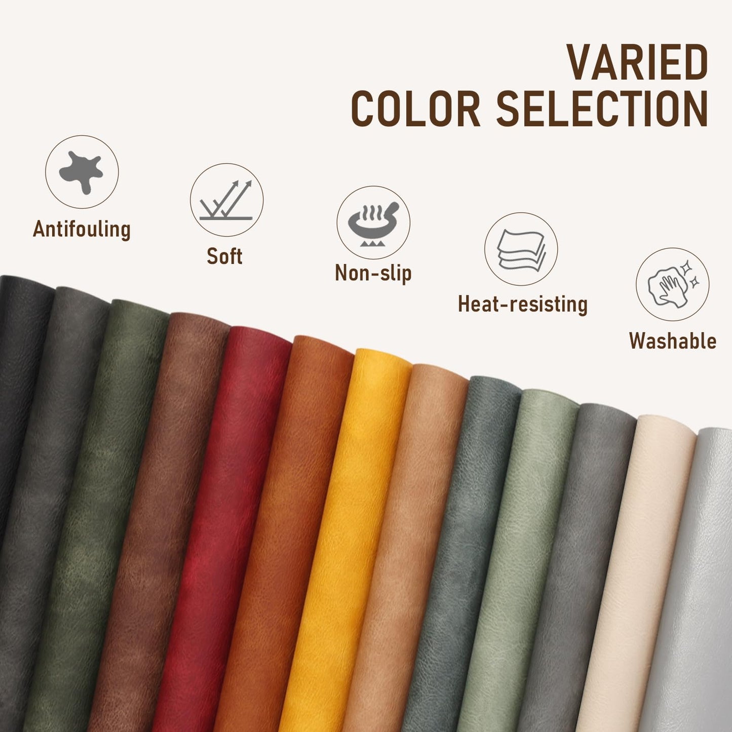 UnivoColors Placemats,Heat Resistant Placemats Set of 6 Washable 12 x 17 Inch,Waterproof Table Mats,Wipeable Pu Place Mats for Kitchen,Dining Room.Reddish Brown