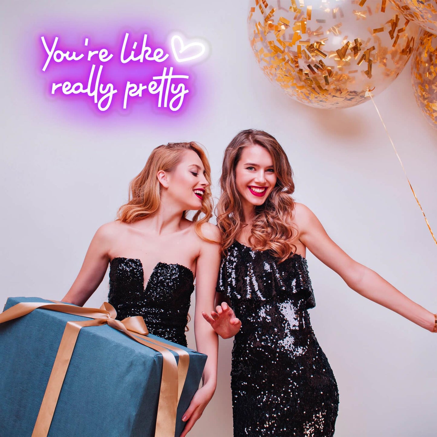 KUUNEON You're Like Really Pretty Neon Sign Wall Decor for Bedroom/Girls Room/Salon/Party/Present - 16"x8" Purple Your Like Really Pretty LED Sign Light for Women, Heart Design & 100,000H Lifespan