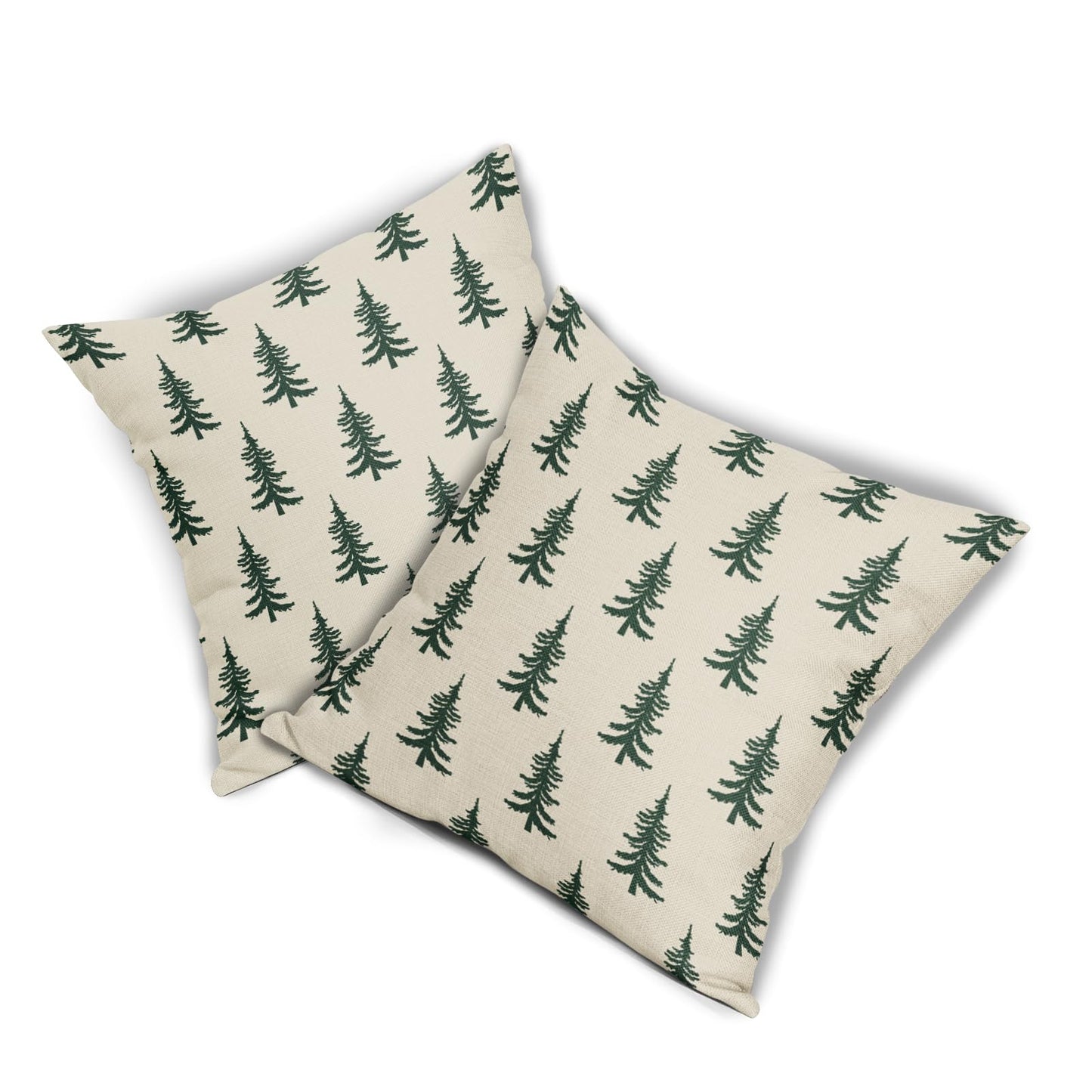 Christmas Tree Pillow Covers 20x20 Set of 2 Dark Forest Green Xmas Tree Rustic Style Winter Decorative Outdoor Pillowcases Farmhouse Holiday Decorations Throw Cushion Case Decor for Couch Sofa Bed