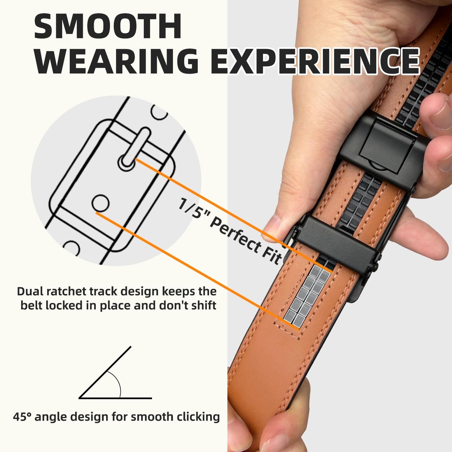 QVGFCTB Ratchet Belts for Men - 2 Pack Leather Belts for Men, Easy to Slide, Adjustable, Gift for Him, Dress&Casual (1 3/8") (Black & Brown, 38"-44" Waist Adjustable)