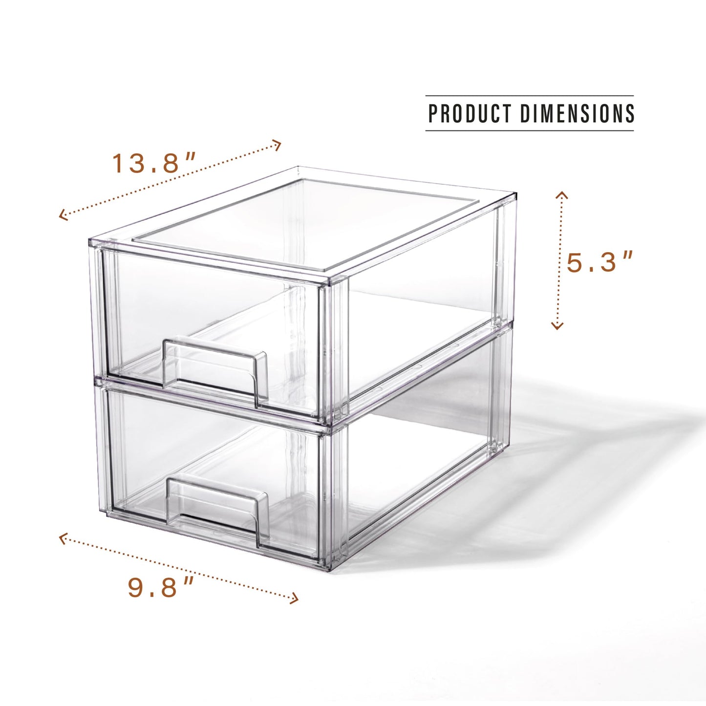 BINO | Stackable Storage Drawers, Large - 2 Pack, Clear | THE CRATE COLLECTION | Storage Bins With Drawers | Bathroom Organizers | Under Sink Organizer | Vanity Cabinet Home Organization