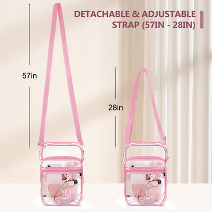 Blvornl Clear Crossbody Bag with Adjustable Shoulder Strap, Stadium Approved PVC Purse Bag, Messenger Bag