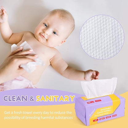 300 Count Disposable Face Towels Ultra Soft Hand Washcloth Lint-Free Dry Wipes