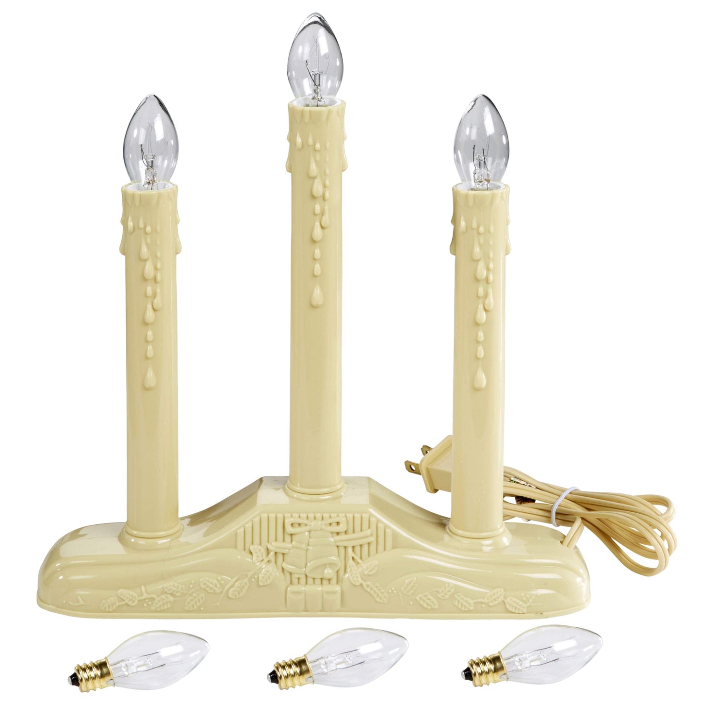 Holiday Joy - 3 Light Candle Candoliers Extra Bulbs - Great Electric Window Candle Lamp and Christmas Decorations (3 Lights)