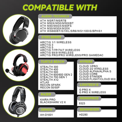 Aurivor Genuine Leather Ear Pads Cushions for Audio-Technica ATH MSR-7, Headset Earpads Covers for M50X M40X M30X M20X, HyperX Cloud, SteelSeries Arctis 1 3 5 7 9 9X Pro Prime, Stealth 600 & More
