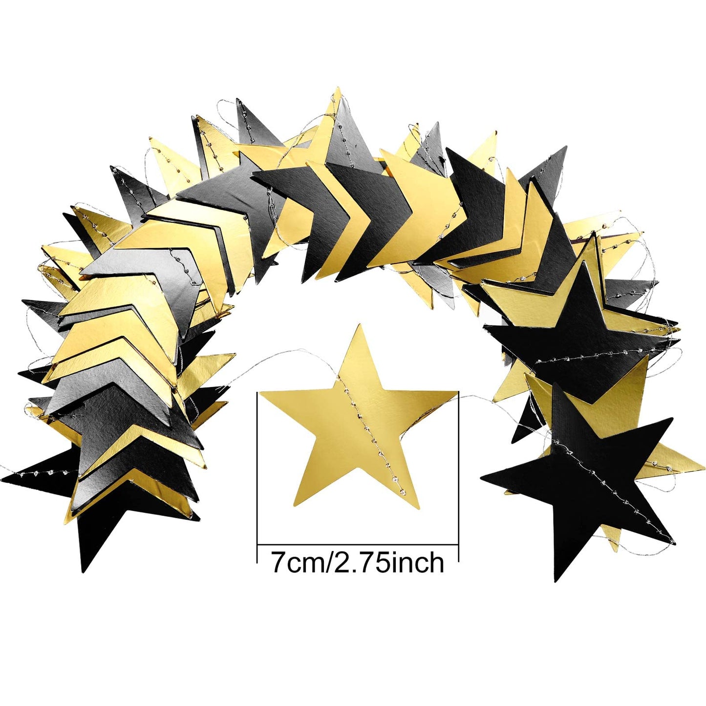 Patelai Glitter Star Garland Banner 2026 Graduation Decor 130 Feet Star Hanging Banner Twinkle Backdrop for Party Birthday Classroom Wedding Supplies(Black, Gold)
