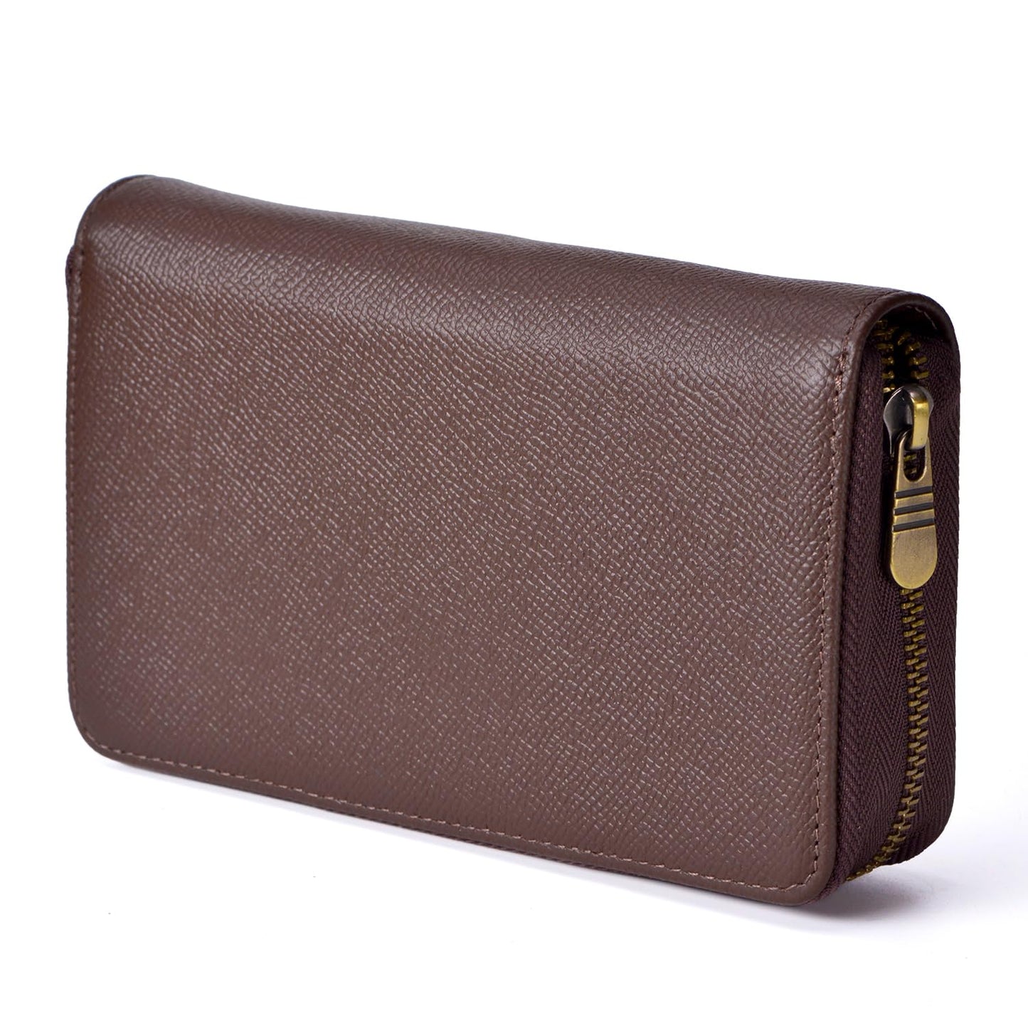 Asvine Fountain Pen Case Genuine Leather Pen Case 10 Divided Slots Coffee, Rollerball Pen Holder Handmade Display Organizer Zippered Pouch