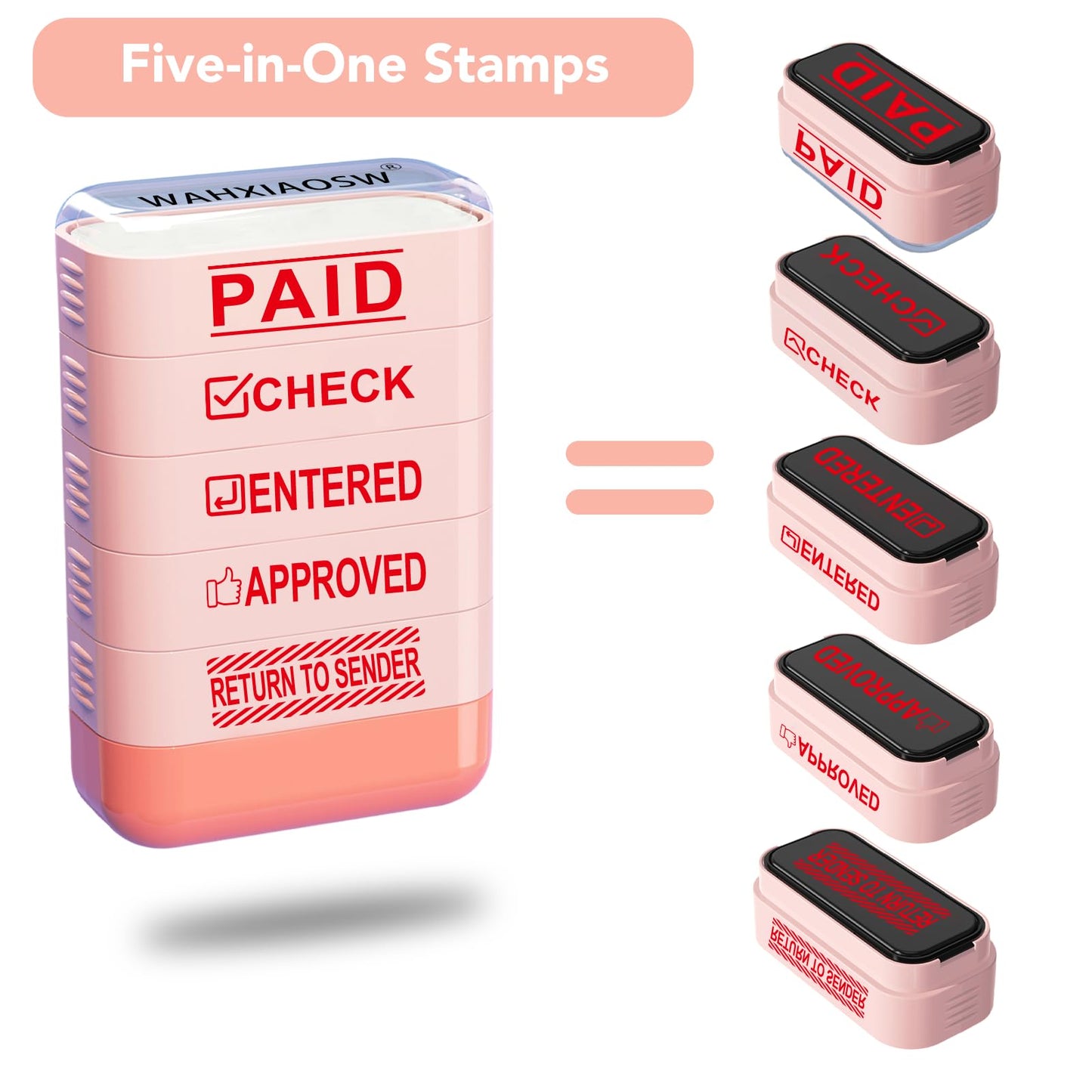 Building Blocks Office 10-Piece Office Stamps Set - Paid Stamp, Scanned Stamp, Copy Stamp, Faxed Stamp. Office Essentials,Refillable Self Inking Business Stamp (4 Refill Ink Included)