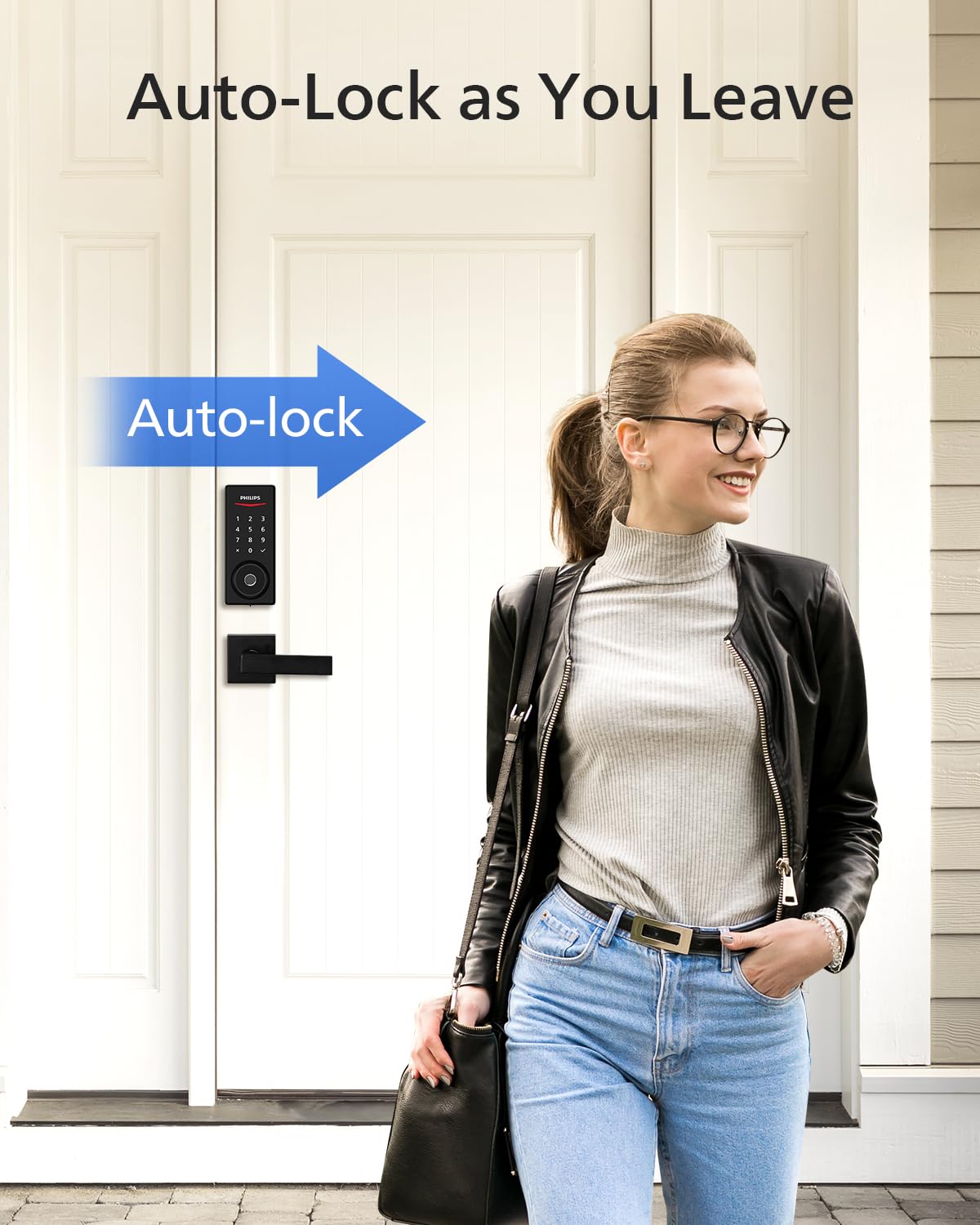 Philips Wi-Fi Smart Door Lock, Keyless Entry Door Lock with App Control,Fingerprint ID,Auto Lock,Keypad Deadbolt with Wi-Fi Bridge Adaptor,Smart Locks for Front Door-Matte Black