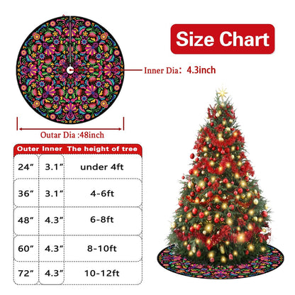 Mexican Christmas Tree Skirt 48 Inch Feliz Navidad Tree Collar Mexico Dahlia Tree Decor Mexican New Year Xmas Decor Christmas Decorations for Home Party
