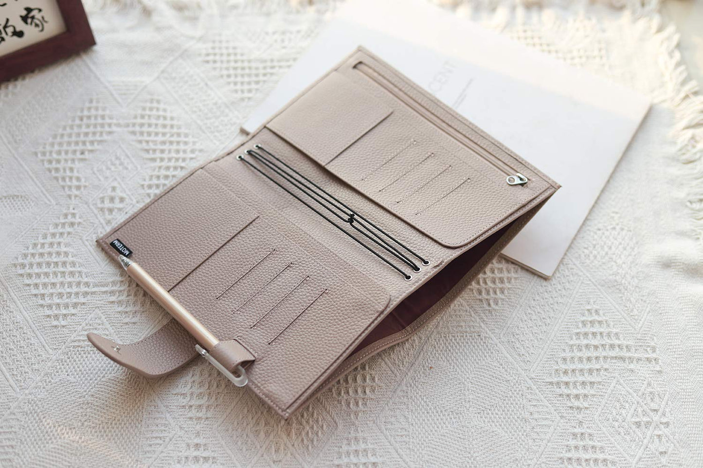 Moterm Companion Traveler's Notebook Cover - Upgraded Design with Back Pocket (Standard Size, Pebble-Taupe)