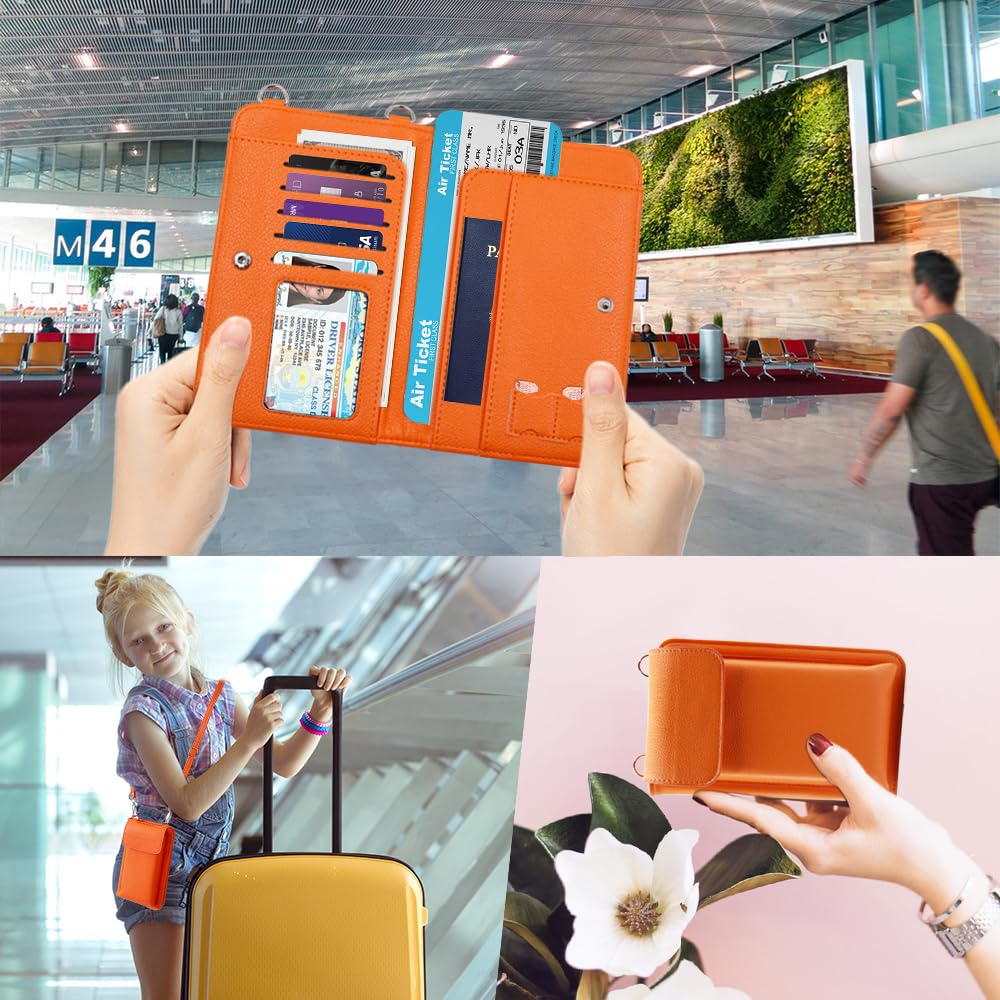 Passport Holder for Travel，Passport Holder & Neck Wallet with RFID Blocking,Hidden Neck Pouch for Travel- Holds Passports, Cards, Tickets, ID, Cash