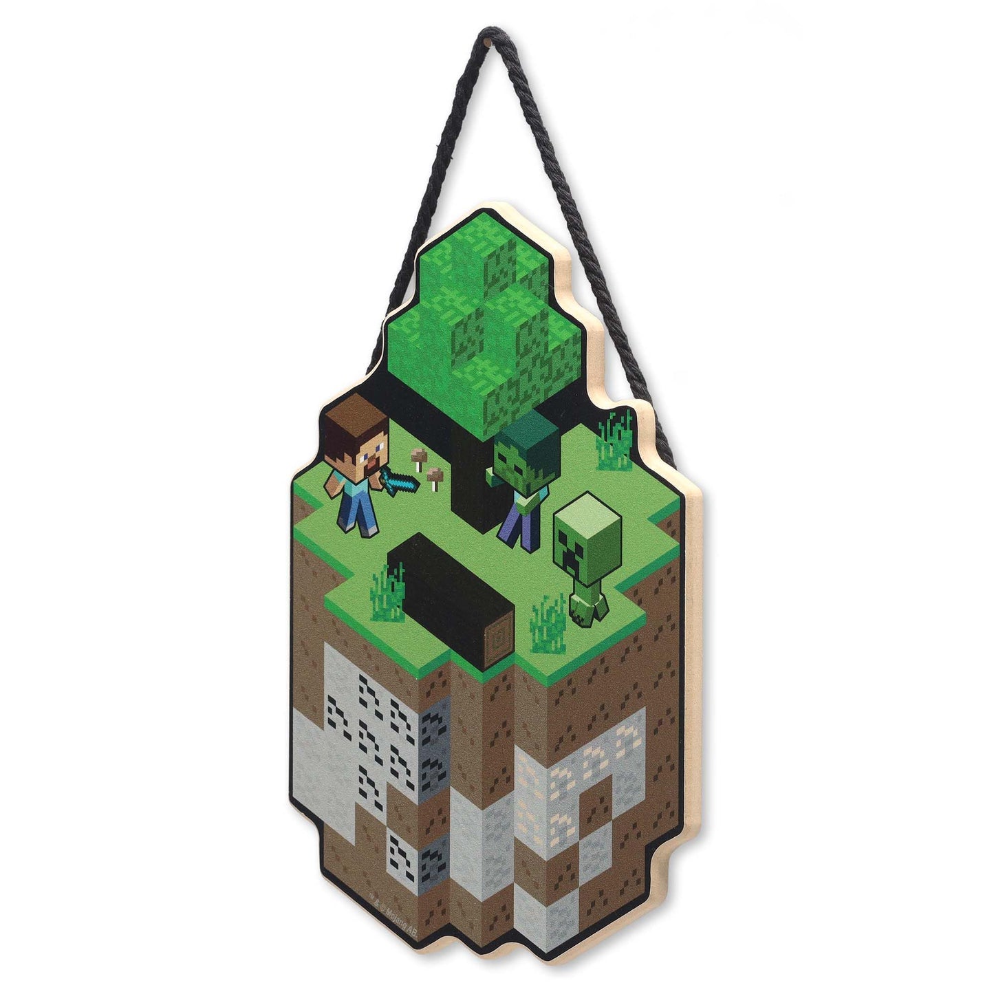 Open Road Brands Minecraft Scene Hanging Wood Wall Decor - Fun Minecraft Sign for Game Room or Bedroom