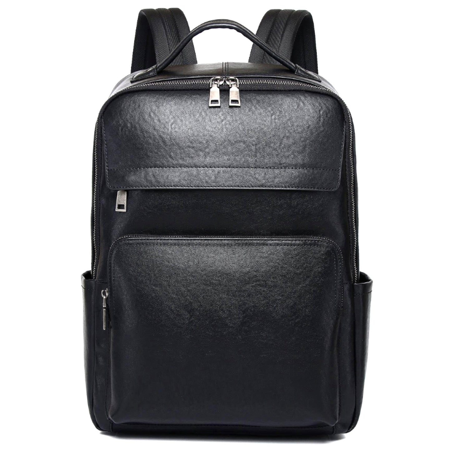 Wesccimo Veg-Tan Genuine Leather Backpack for Men Multi-Functional 15.6" Laptop Backpack, Black Business Travel Luxury Backpack Work Daypack