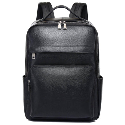 Wesccimo Veg-Tan Genuine Leather Backpack for Men Multi-Functional 15.6" Laptop Backpack, Black Business Travel Luxury Backpack Work Daypack