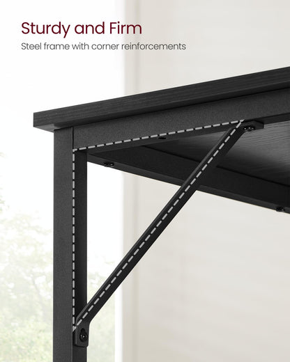 VASAGLE Computer Desk, Gaming Desk, Home Office Desk, for Small Spaces, 19.7 x 39.4 x 29.9 Inches, Industrial Style, Metal Frame, Black with Wood Grain ULWD041B56