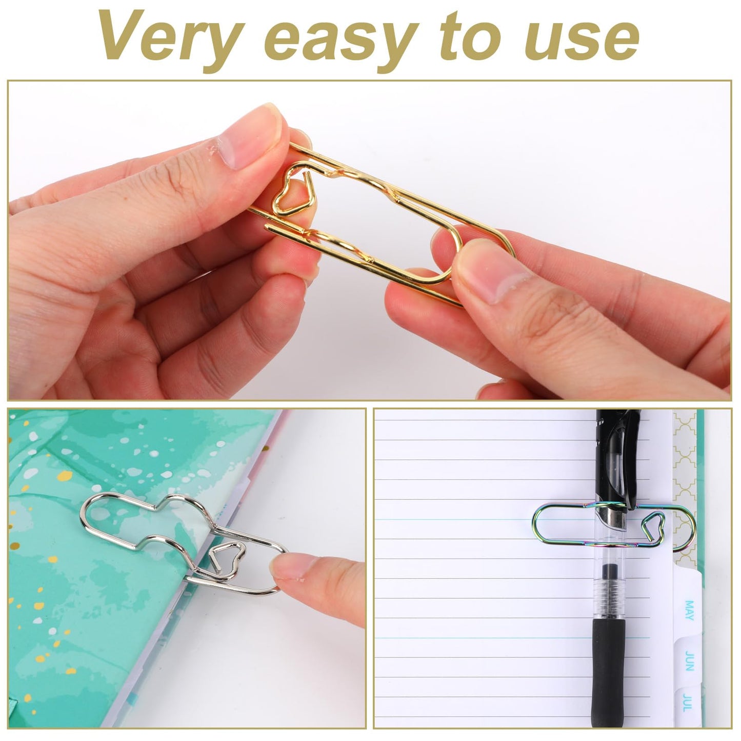 Fukaisu 30pcs Metal Pen Clips for Notebooks, 2 Styles Colorful Paperclip Pen Loop Holders Study Stationery Accessories for Book Journals Planners Office & School Supplies