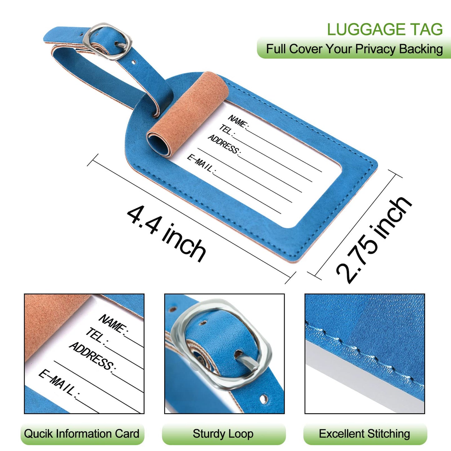 Passport Holder With Luggage Tag Cover Wallet RFID Blocking Leather Case Travel Essentials Accessories Travel Must Have(114#Blue)