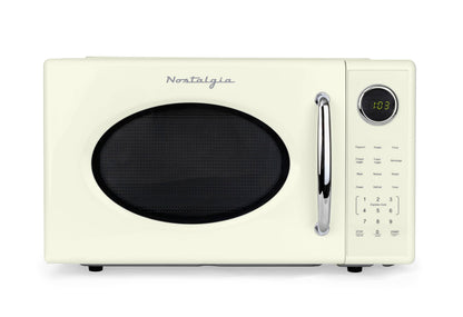 Nostalgia Retro Microwave Oven - 0.7 Cu Ft, 700-Watt Countertop Size with Glass Turntable, Child Safety Lock, 8 Auto-Cook Programs, Digital Clock - Aqua