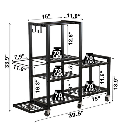6-Tier Home Gym Storage Rack with Wheels, Dumbbell Weight Rack and Yoga Mat Organizer, Multi-Purpose Gym Equipment Storage Stand for Home Gym Accessories