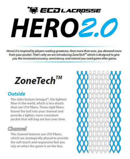 East Coast Dyes Lacrosse Hero 2.0 Mesh - Semi-Soft - Black Striker