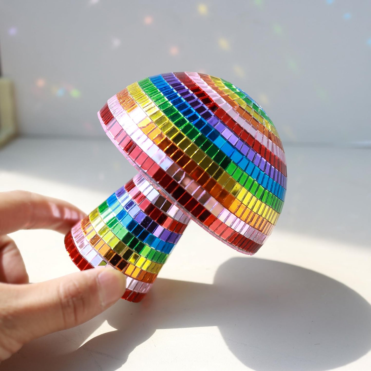 TUCAI Creative Disco Mushroom Ornament for Party, Table Decor Mirror Retro Handmade Disco Ball Mushroom Shape Home Art Decorations